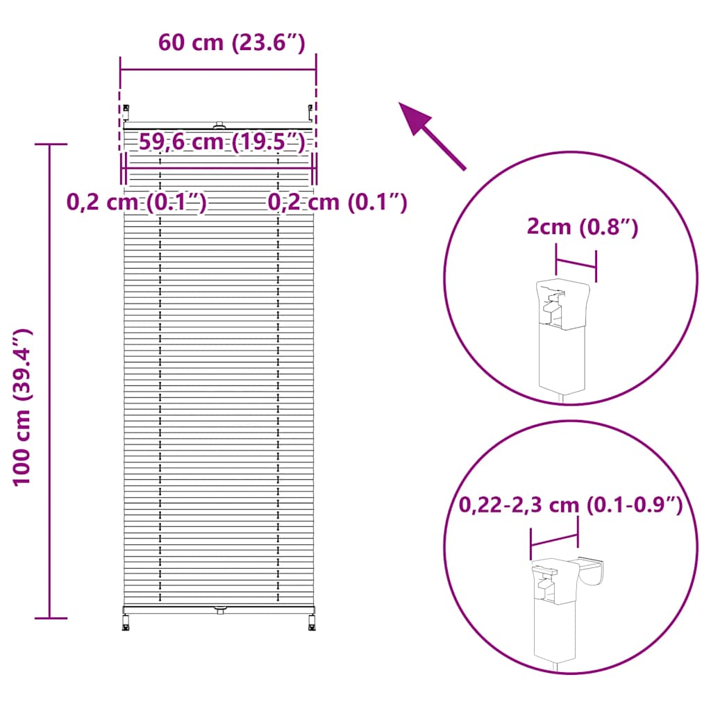 Plisse Blind 60x100cm Creme